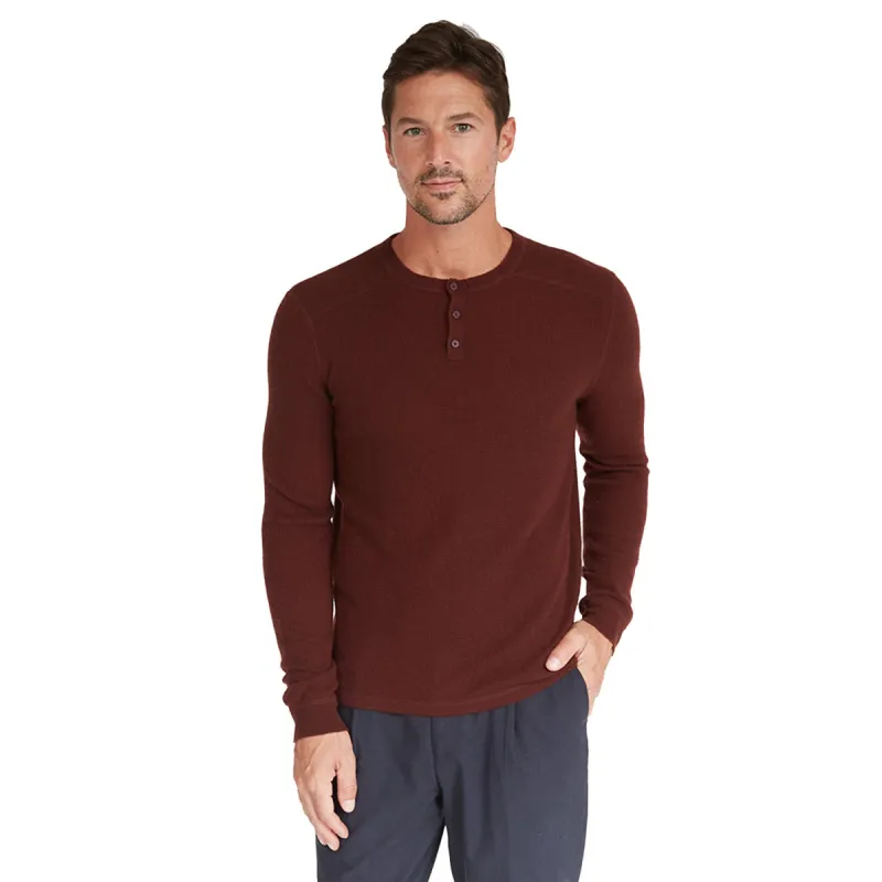 Thermal Henley with Yoke in Rust sold by Autumn Cashmere
