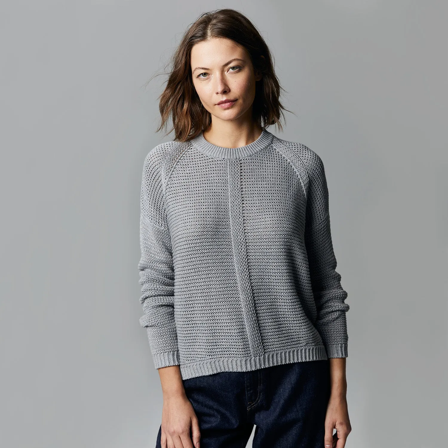 Open Stitch Crew in Sweatshirt sold by Autumn Cashmere