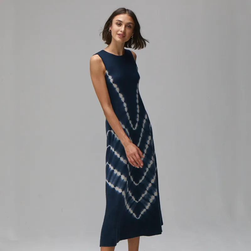 Tie Dye Maxi Dress in Navy sold by Autumn Cashmere