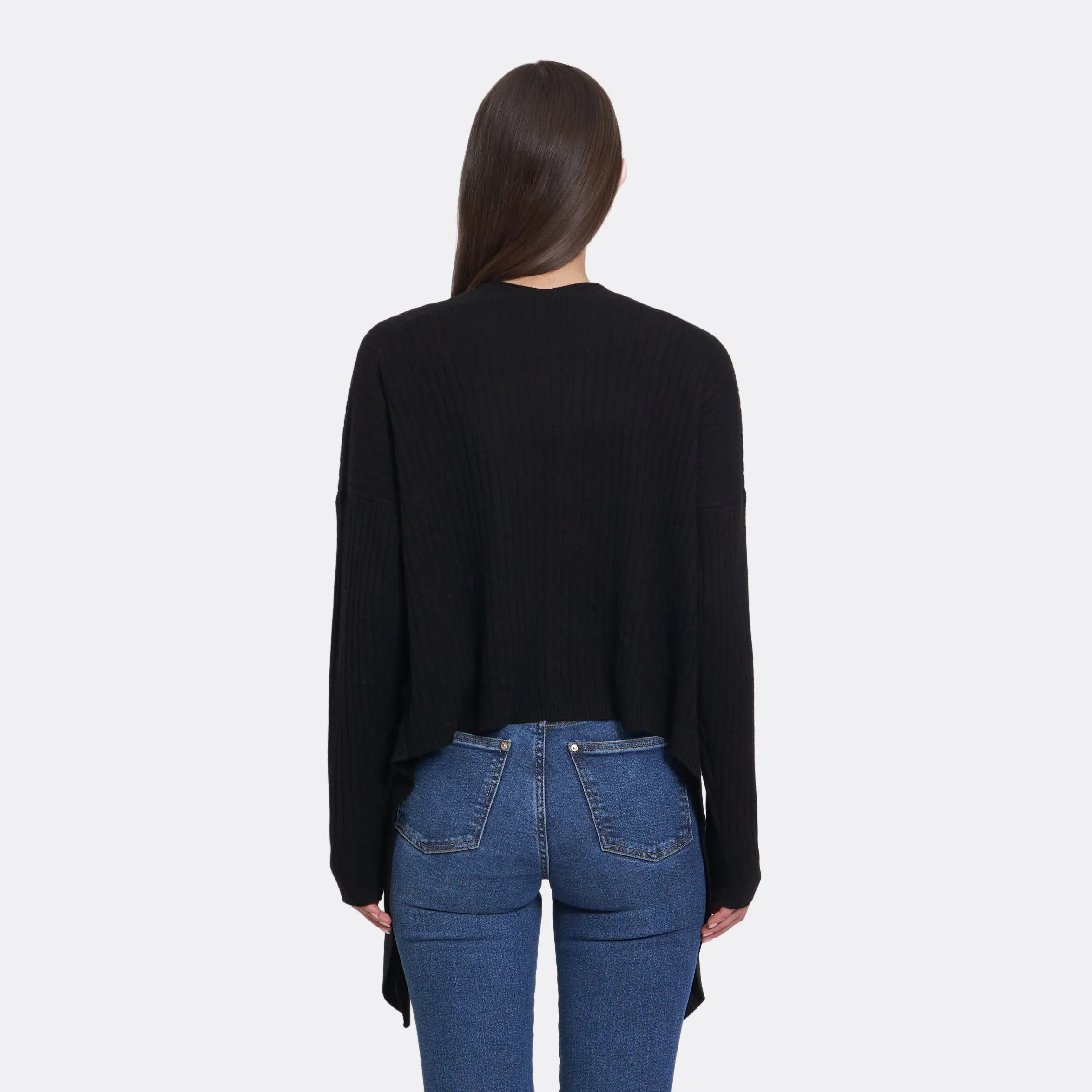 Tie Front Rib Cardigan in Black sold by Autumn Cashmere product image thumbnail 5
