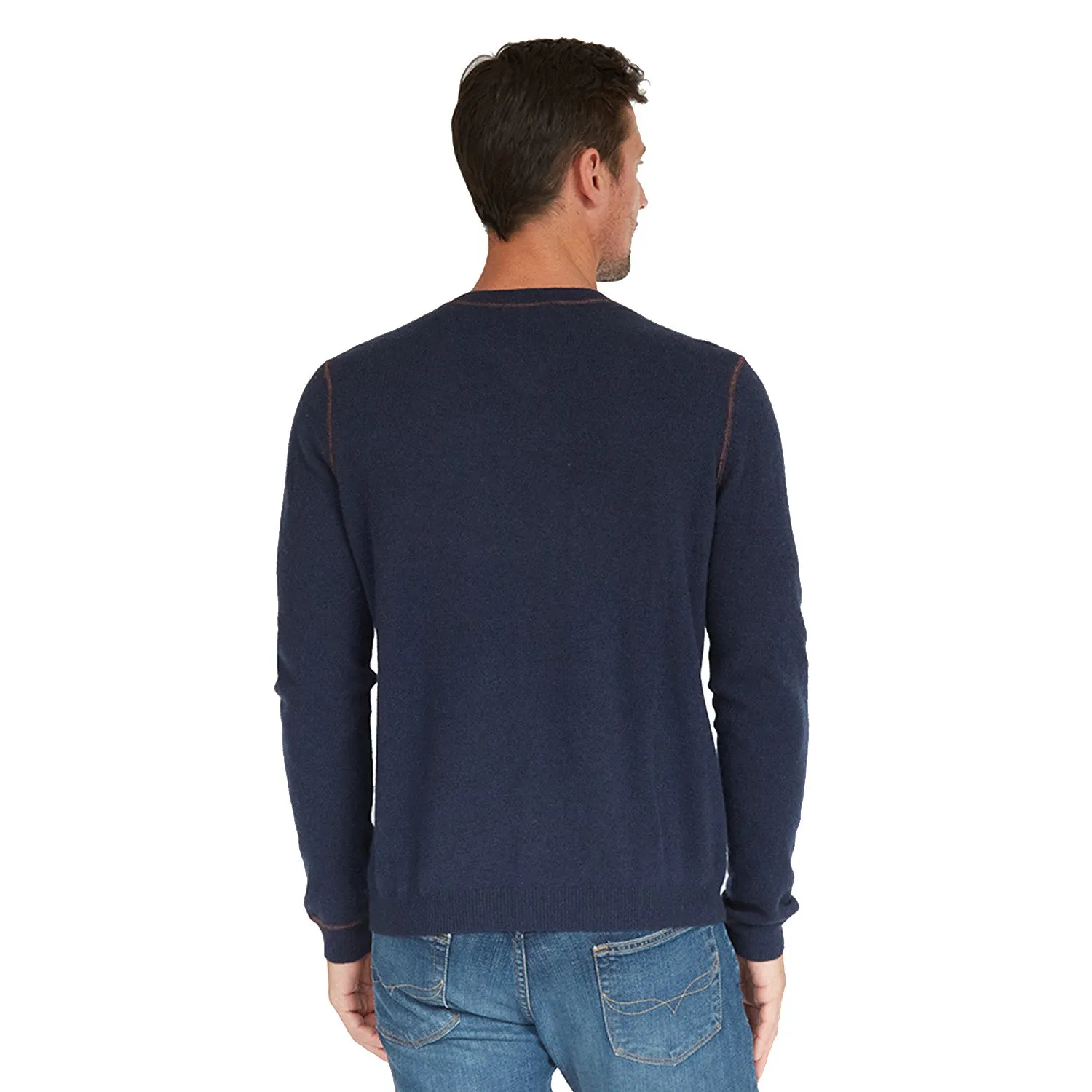 Double Coverstitch Crew in Navy/Merlot sold by Autumn Cashmere product image thumbnail 3