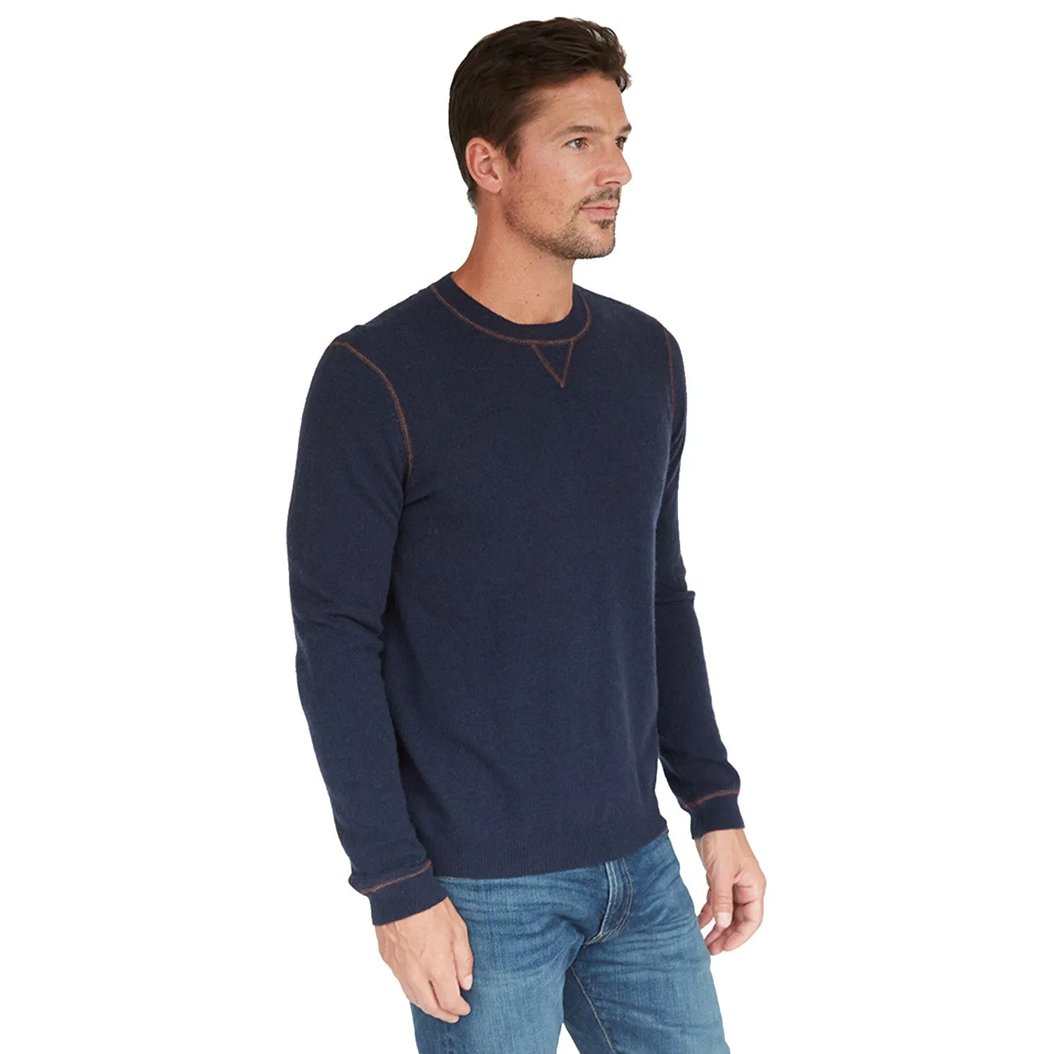 Double Coverstitch Crew in Navy/Merlot sold by Autumn Cashmere product image thumbnail 2