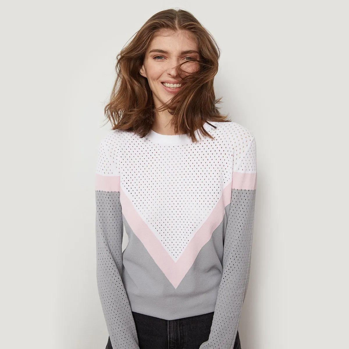 Mesh Color Block Yoke Crew sold by Autumn Cashmere product image thumbnail 2