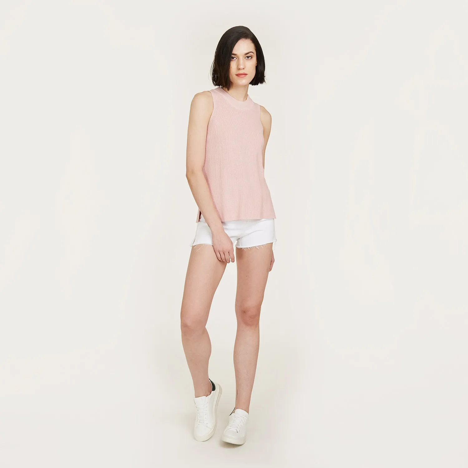 Sleeveless Shaker Crew in Pink Rose sold by Autumn Cashmere product image thumbnail 4