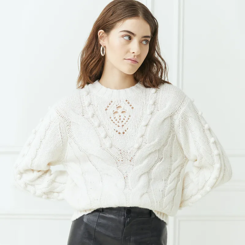 Angled Cable Crew Pointelle Insert sold by Autumn Cashmere