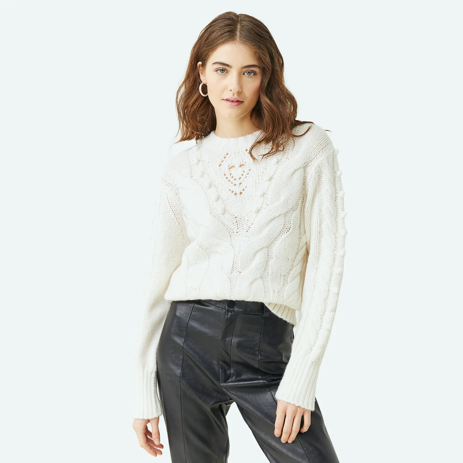 Angled Cable Crew Pointelle Insert sold by Autumn Cashmere product image thumbnail 2