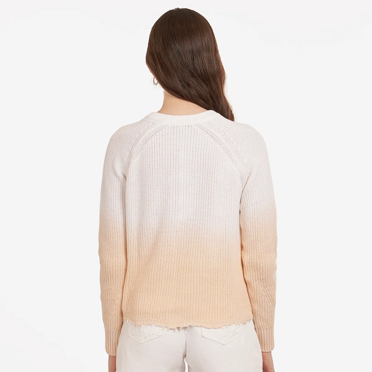 Dip Dye Scallop Shaker Crew in Bleach White/Latte sold by Autumn Cashmere product image thumbnail 4