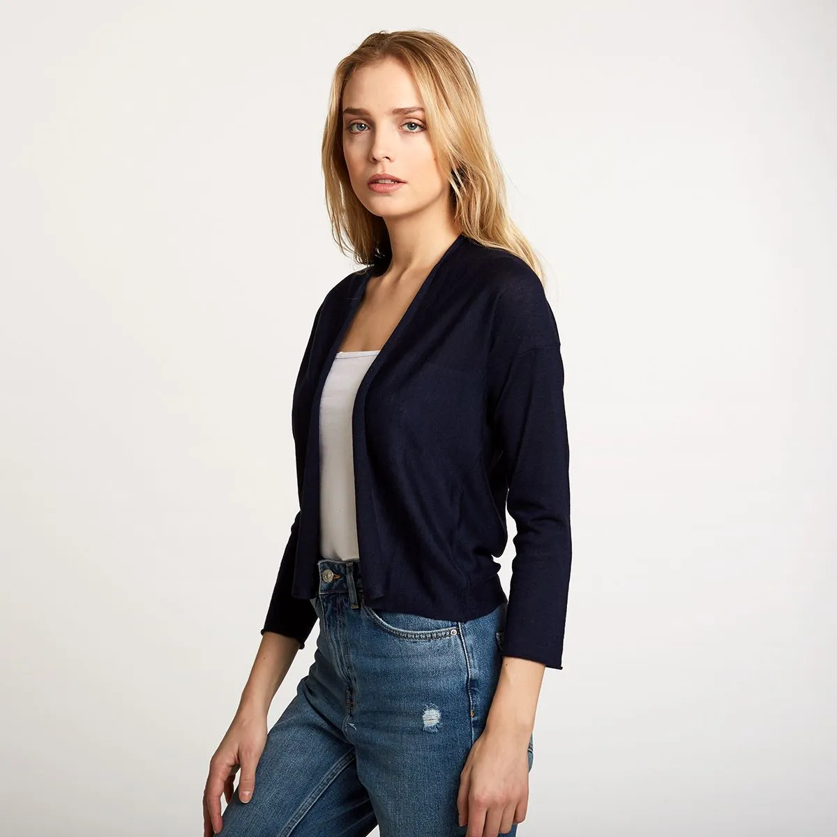 Easy Crop Cardigan in Peacoat sold by Autumn Cashmere product image thumbnail 3
