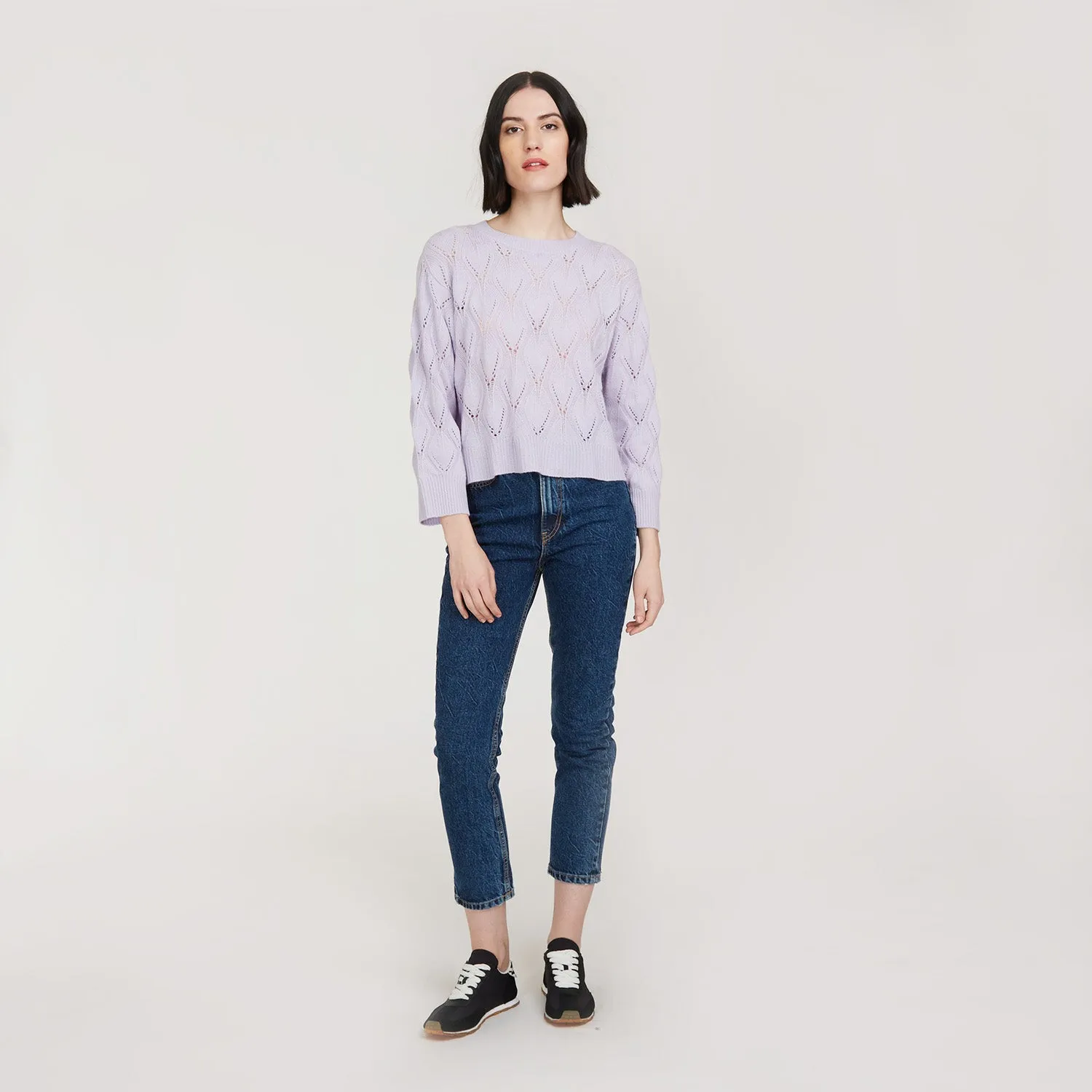 Leaf Pointelle Cropped Boxy Crew in Horizon sold by Autumn Cashmere product image thumbnail 5