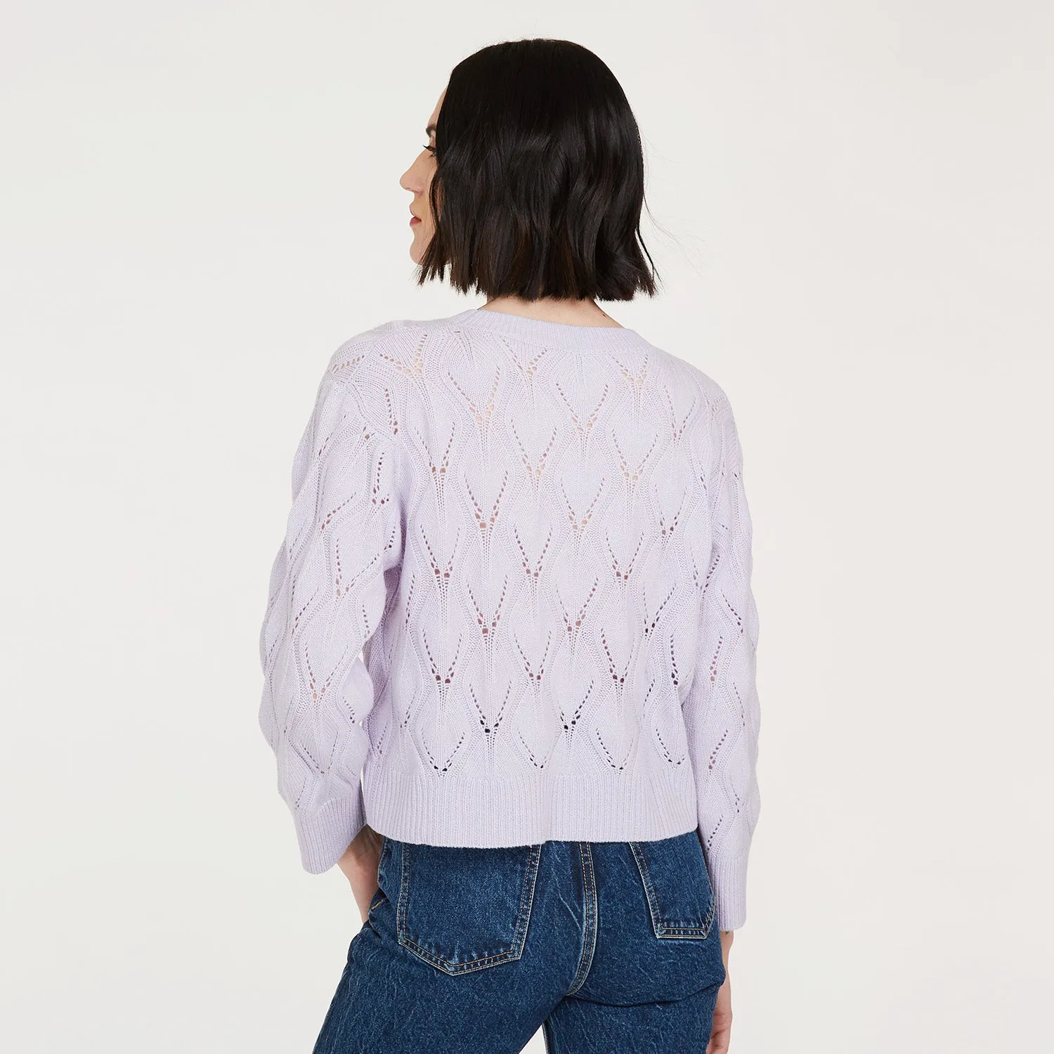 Leaf Pointelle Cropped Boxy Crew in Horizon sold by Autumn Cashmere product image thumbnail 4
