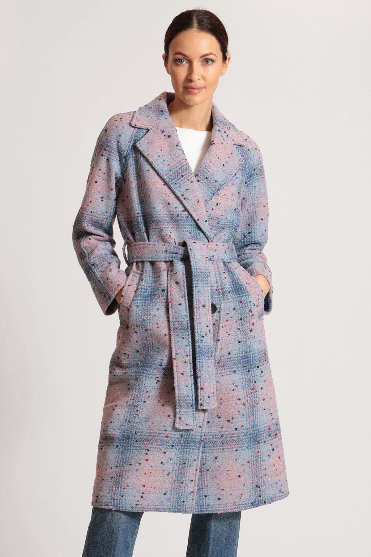 Donegal Tweed Wool Blend Wrap Coat sold by Avec Les Filles product image thumbnail 4