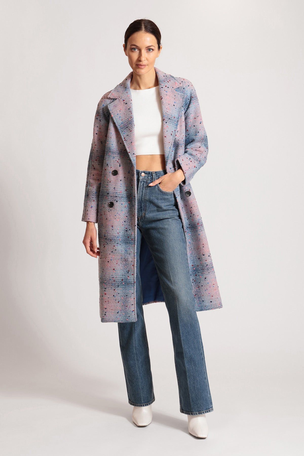 Donegal Tweed Wool Blend Wrap Coat sold by Avec Les Filles