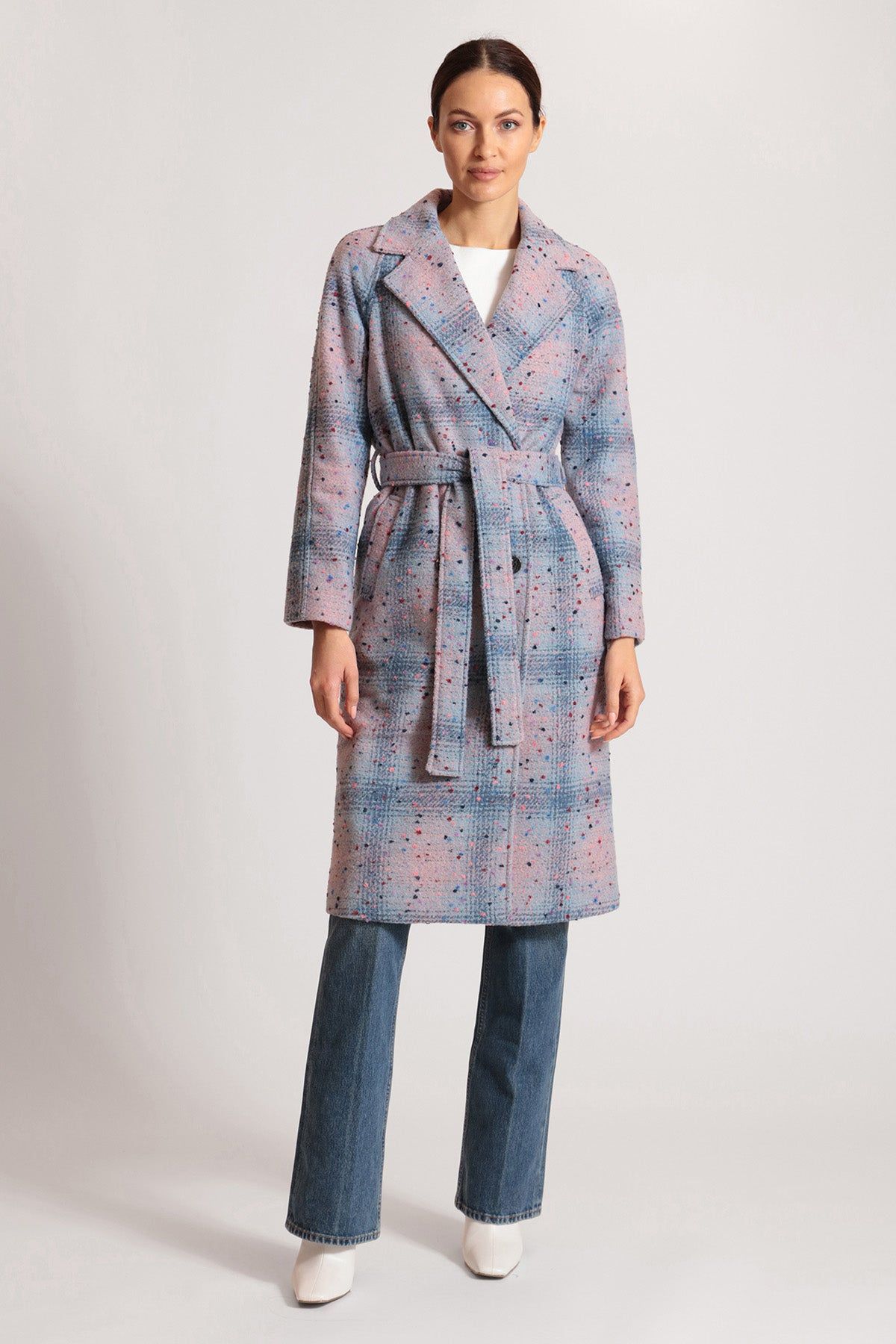 Donegal Tweed Wool Blend Wrap Coat sold by Avec Les Filles product image thumbnail 3