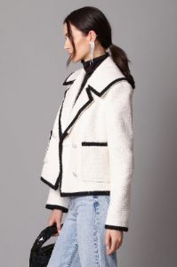 Contrast Trim Wool Blend Tweed Jacket sold by Avec Les Filles
