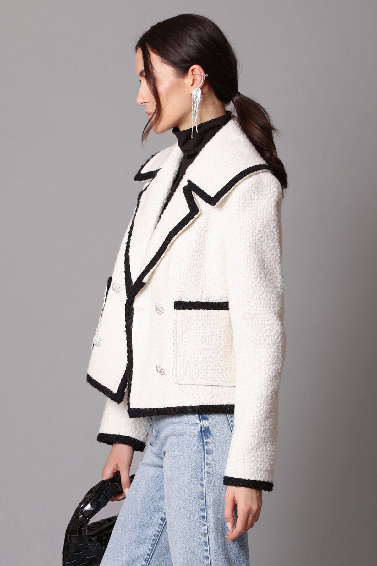 Contrast Trim Wool Blend Tweed Jacket sold by Avec Les Filles product image thumbnail 3