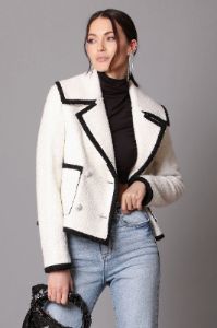 Contrast Trim Wool Blend Tweed Jacket sold by Avec Les Filles