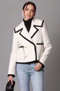 Contrast Trim Wool Blend Tweed Jacket sold by Avec Les Filles