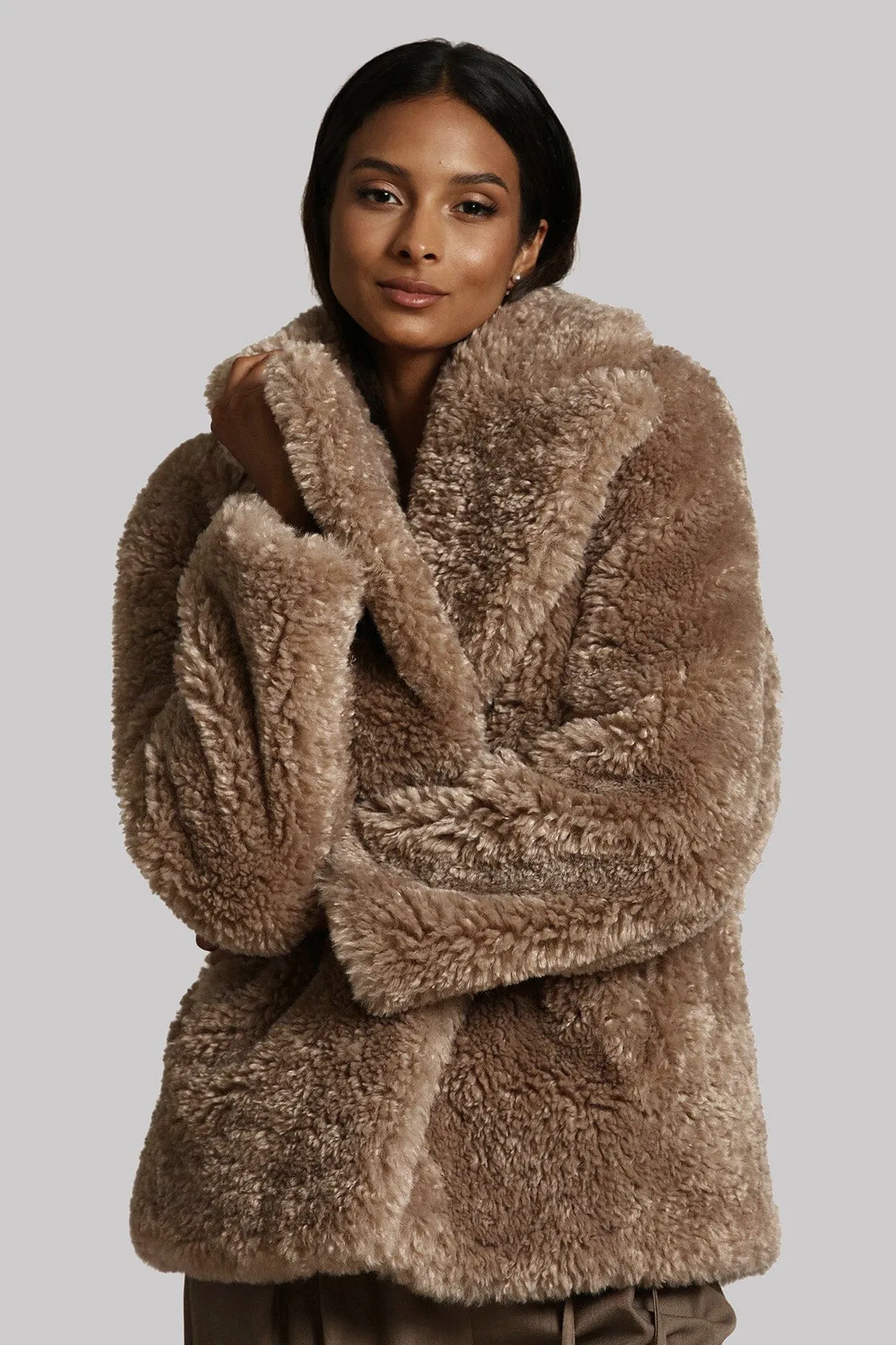 Teddy Faux Fur Notch Collar Coat sold by Avec Les Filles product image thumbnail 3