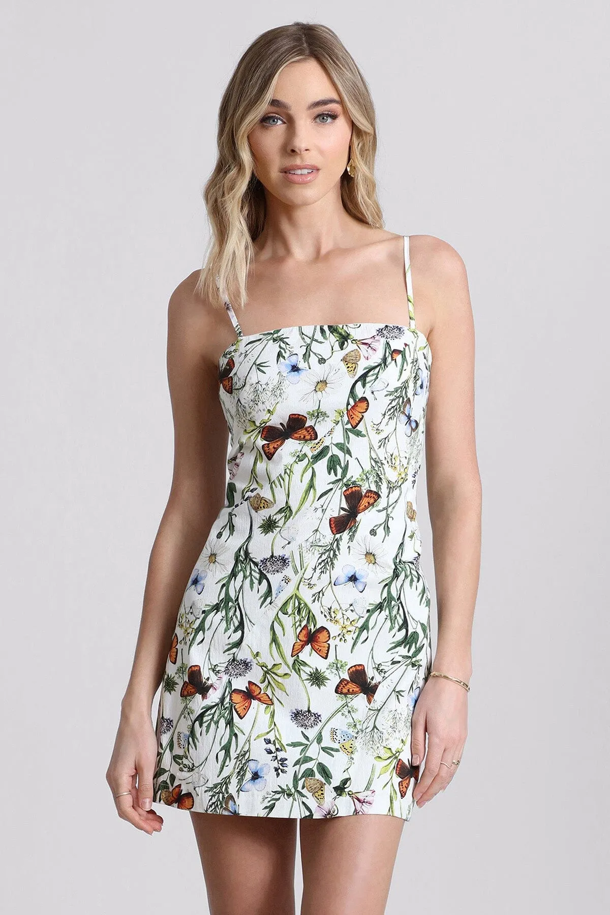 Botanical Print Stretch Cotton Mini Dress sold by Avec Les Filles product image thumbnail 4
