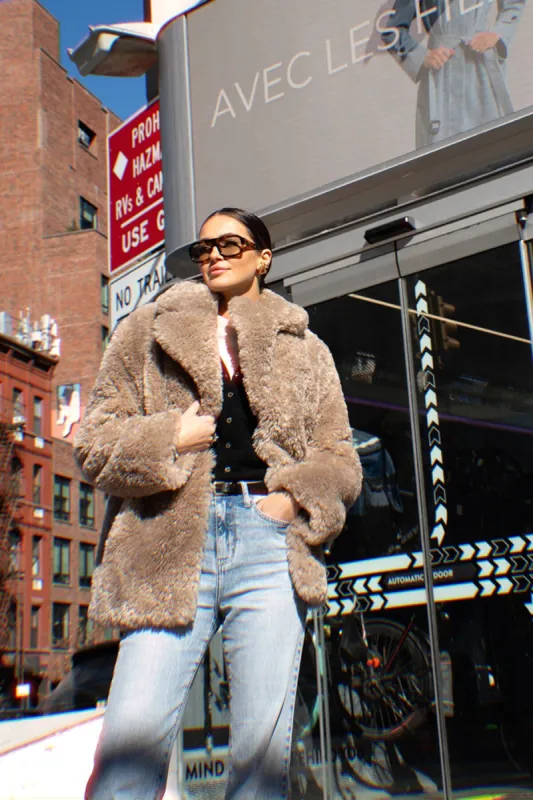 Teddy Faux Fur Notch Collar Coat sold by Avec Les Filles