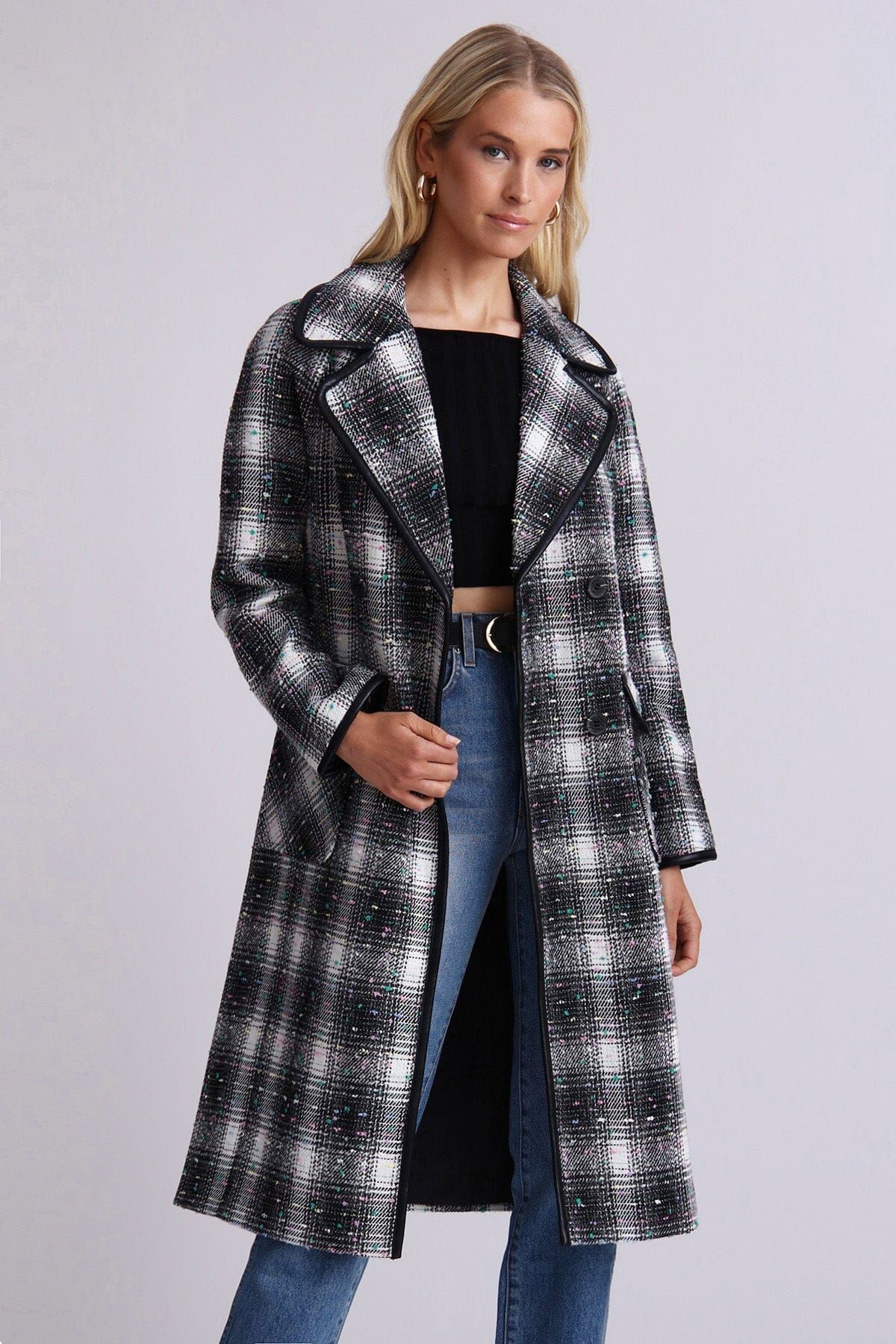 Plaid Tweed Double-Breasted Coat sold by Avec Les Filles
