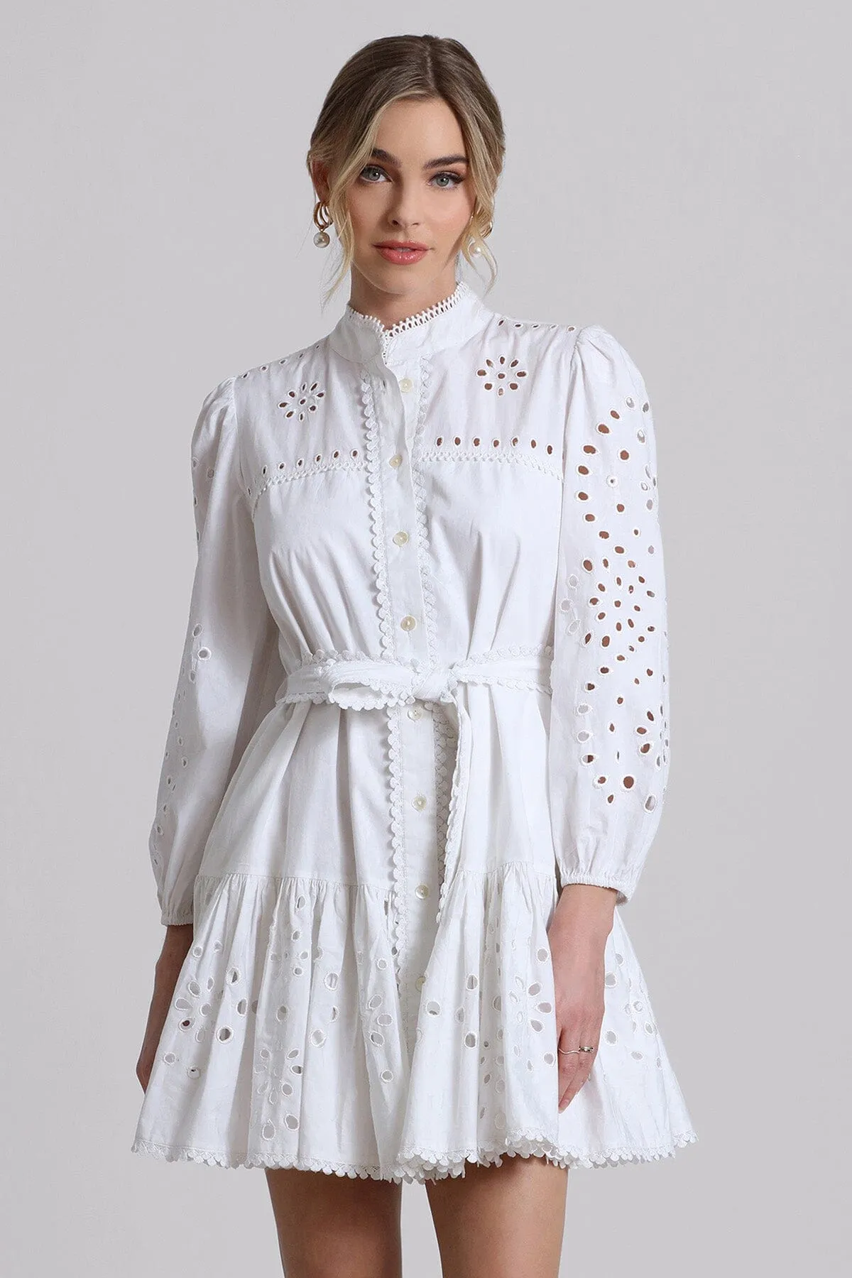 Broderie Anglaise Cotton Shirtdress sold by Avec Les Filles product image thumbnail 4