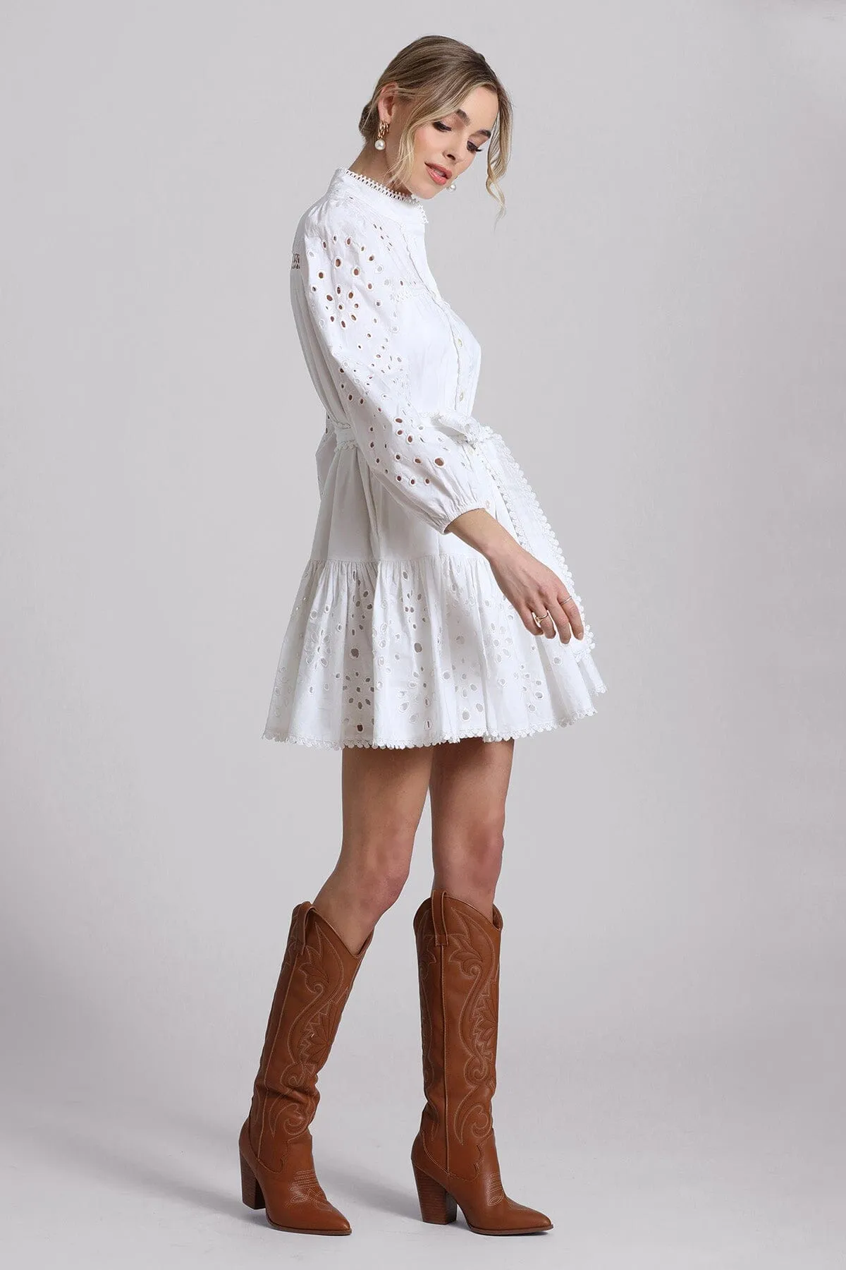 Broderie Anglaise Cotton Shirtdress sold by Avec Les Filles product image thumbnail 5