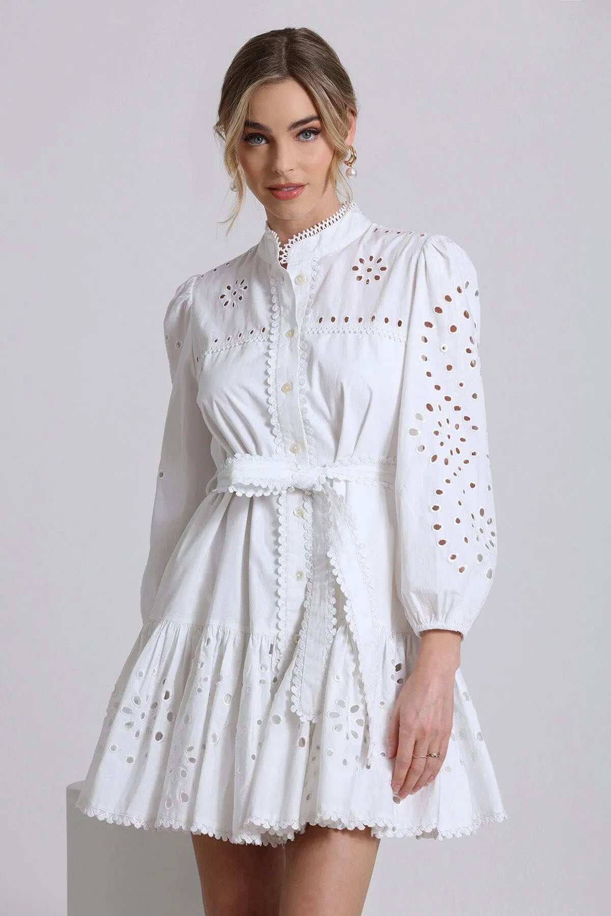 Broderie Anglaise Cotton Shirtdress sold by Avec Les Filles