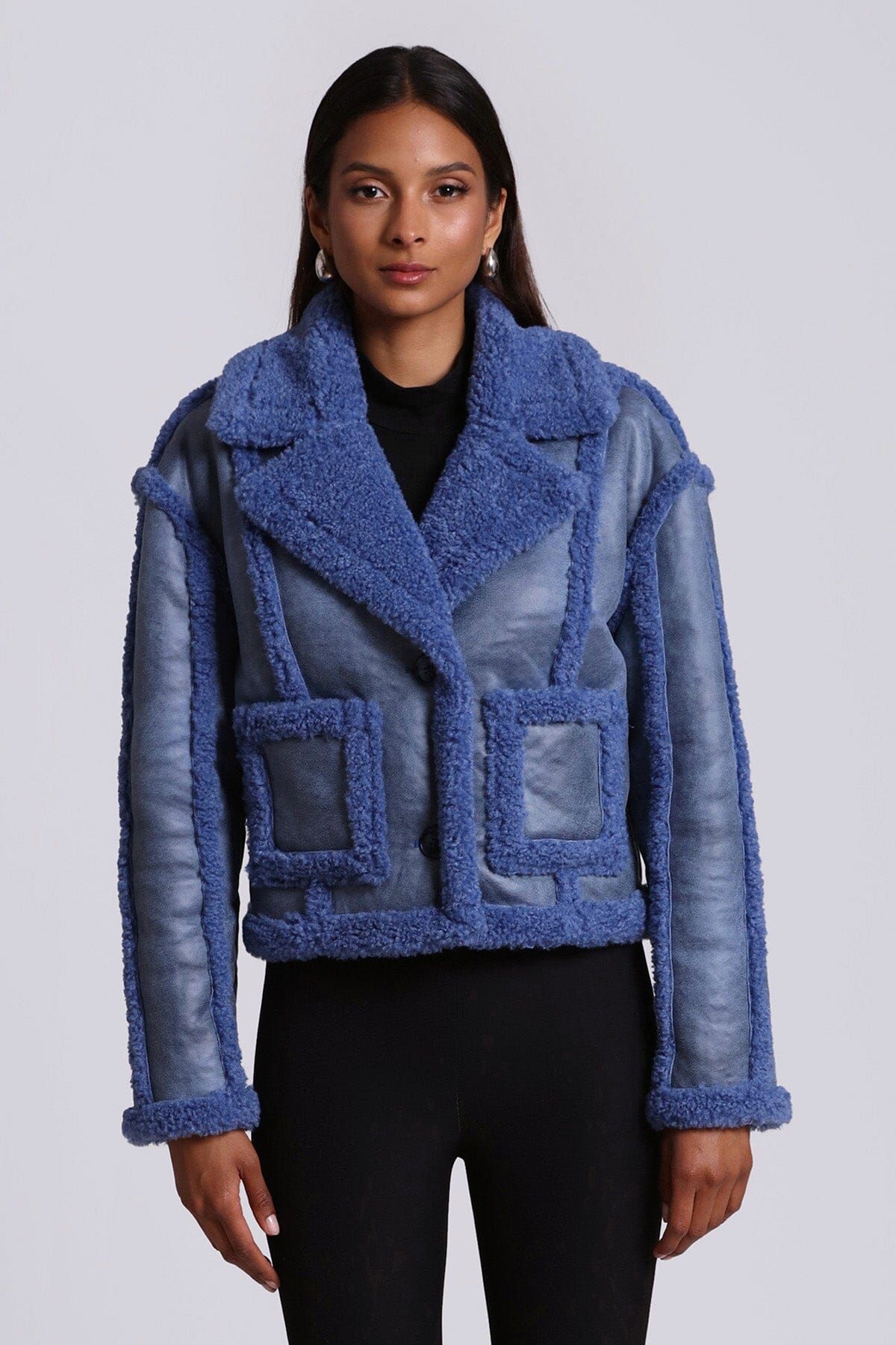 Relaxed Faux Shearling Cropped Jacket sold by Avec Les Filles product image thumbnail 4
