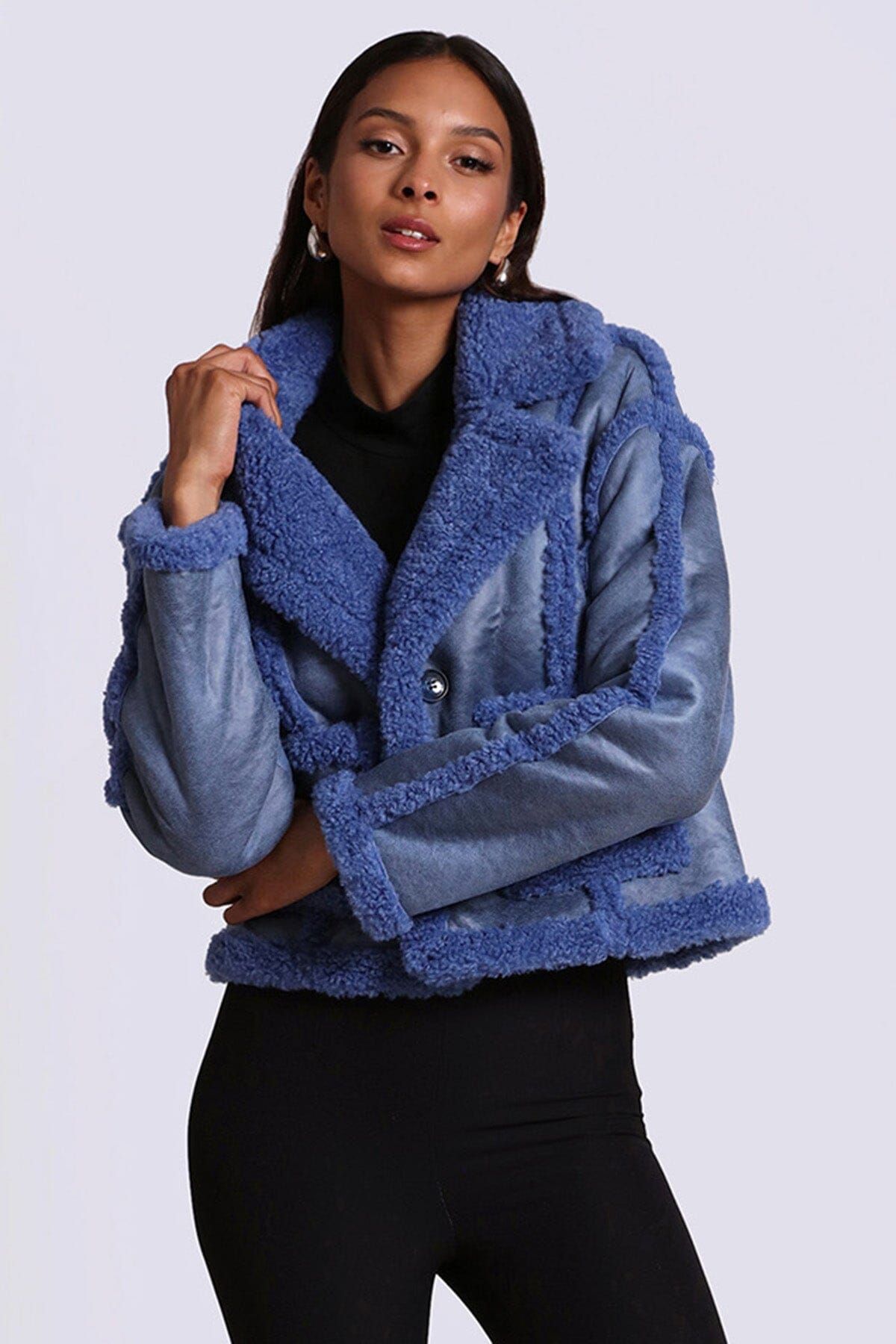 Relaxed Faux Shearling Cropped Jacket sold by Avec Les Filles