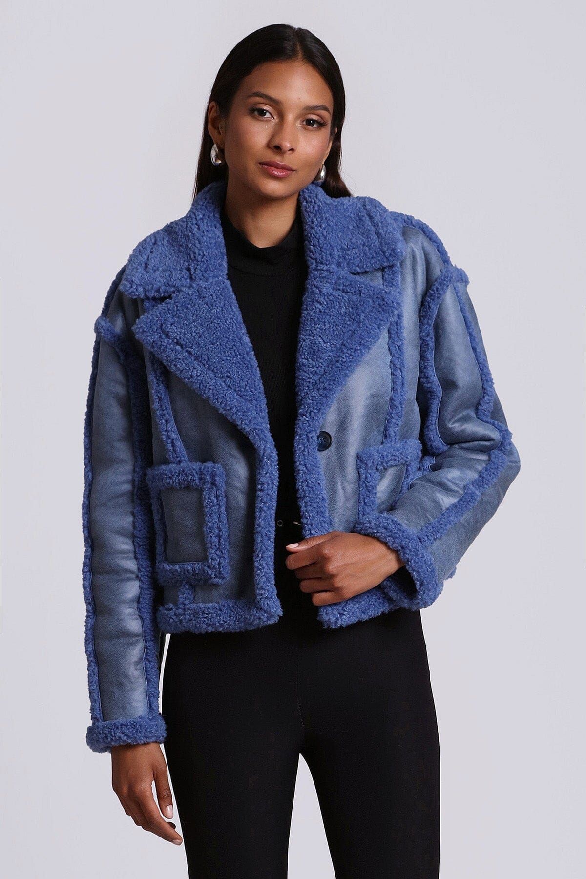 Relaxed Faux Shearling Cropped Jacket sold by Avec Les Filles product image thumbnail 3