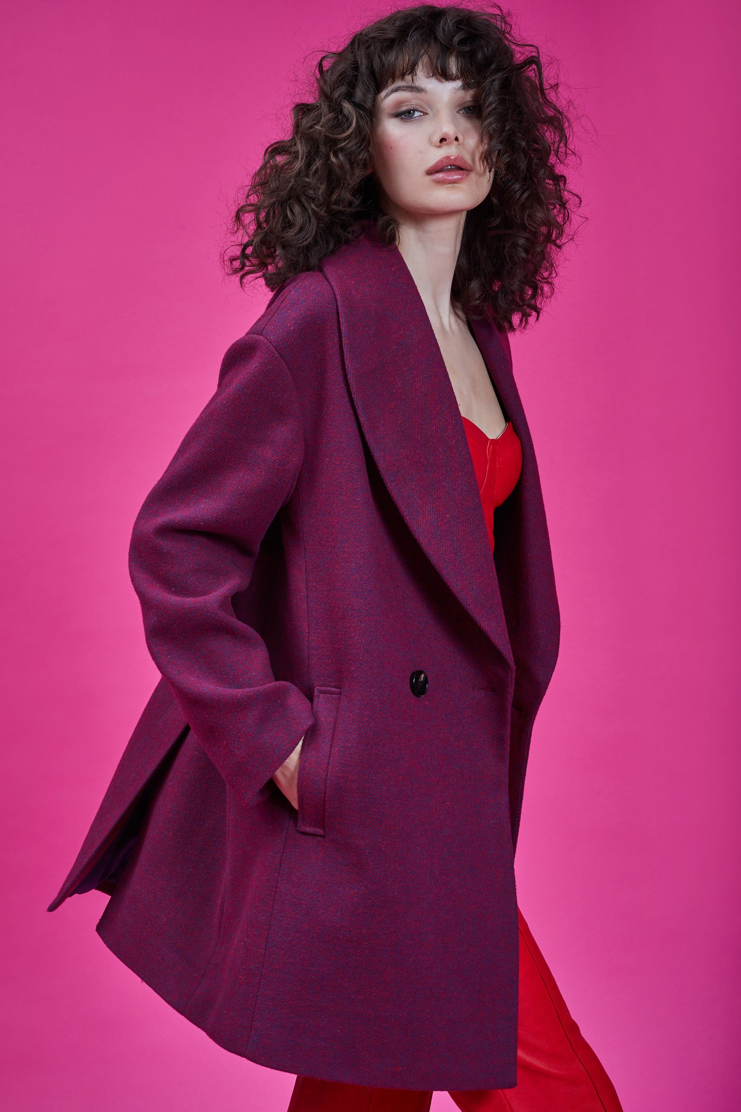 Twill Shawl Collar Oversized Peacoat sold by Avec Les Filles product image thumbnail 20