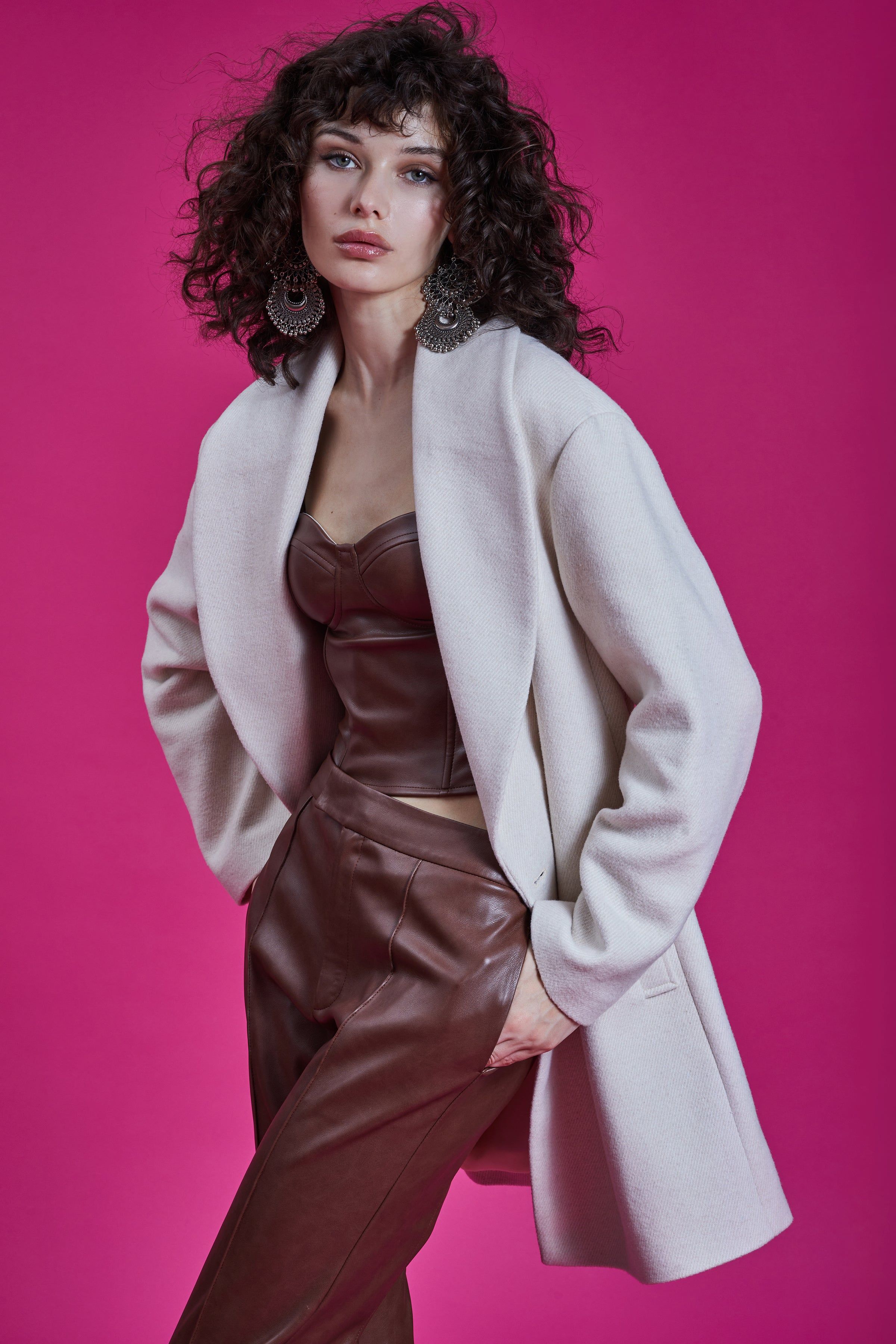 Twill Shawl Collar Oversized Peacoat sold by Avec Les Filles product image thumbnail 18