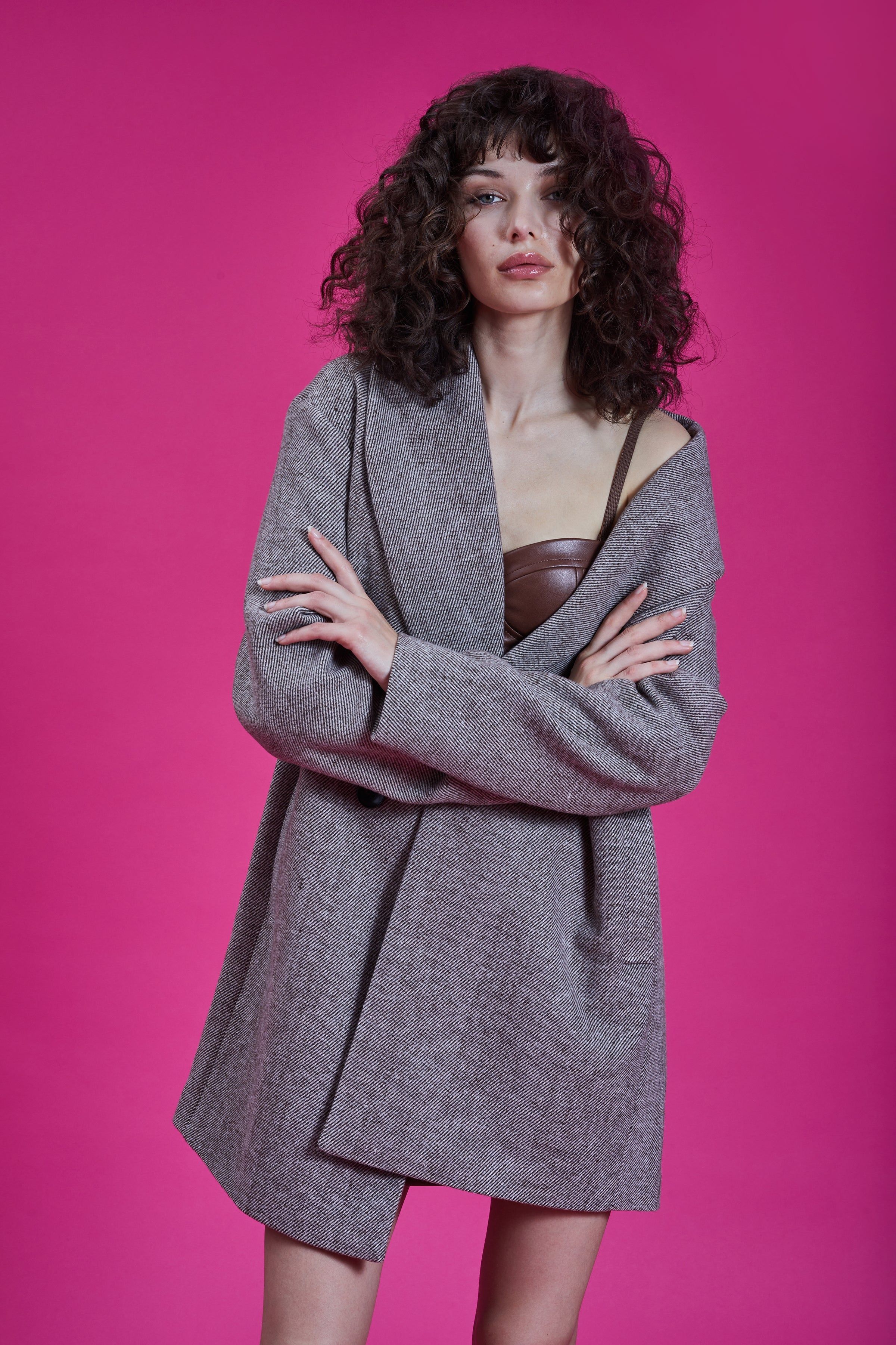 Twill Shawl Collar Oversized Peacoat sold by Avec Les Filles product image thumbnail 19