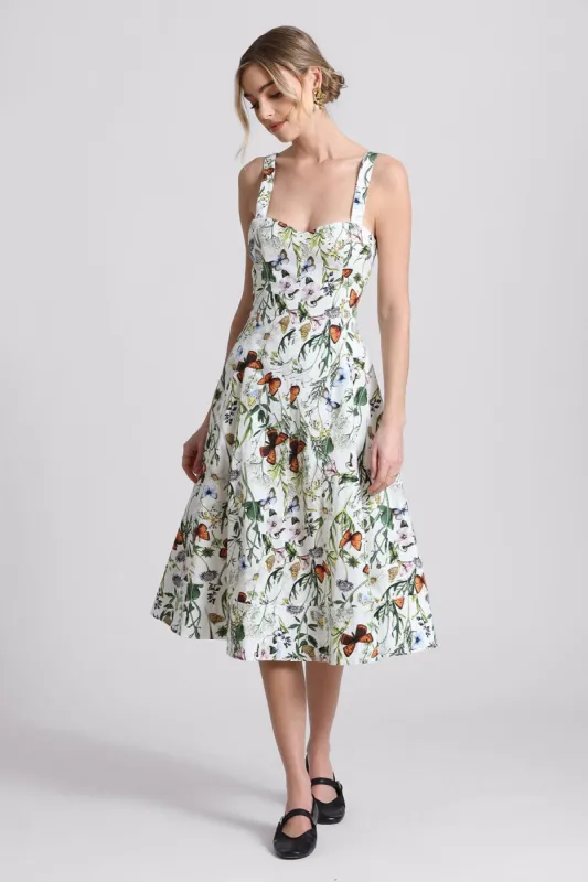 Botanical Printed Cotton Fit-n-Flare Midi Dress sold by Avec Les Filles