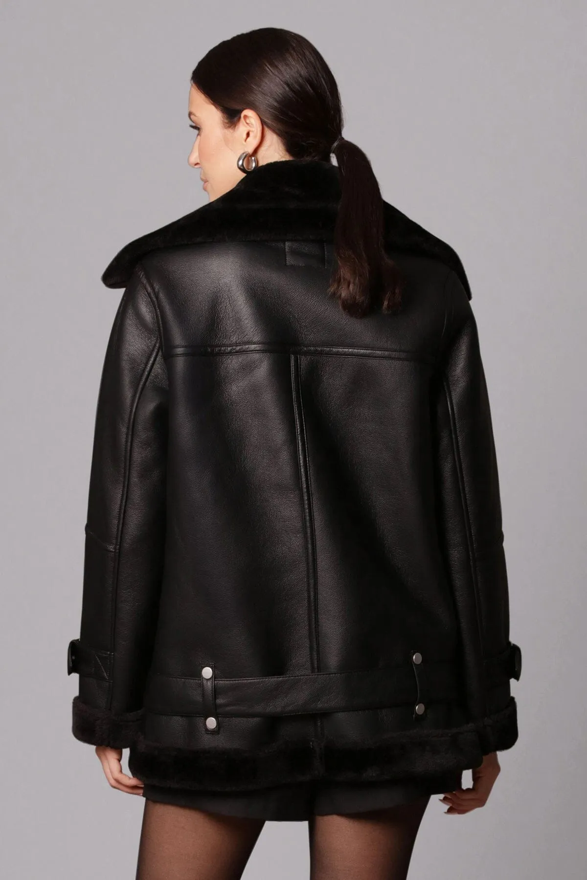 Faux Shearling Boyfriend Biker sold by Avec Les Filles product image thumbnail 4