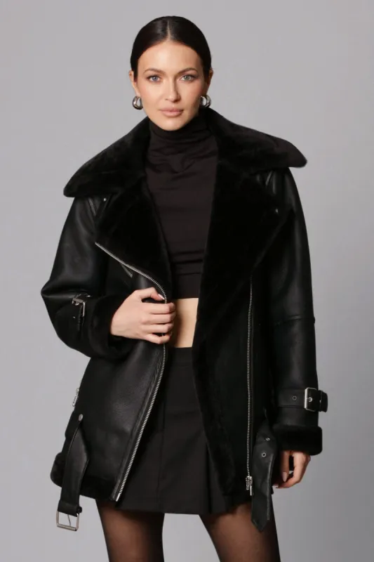 Faux Shearling Boyfriend Biker sold by Avec Les Filles