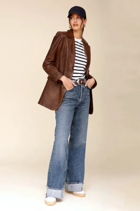 Vintage Wash Genuine Leather Blazer sold by Avec Les Filles