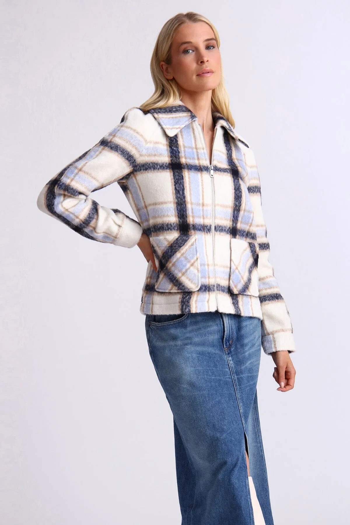 Brushed Plaid Zip-Front Jacket sold by Avec Les Filles product image thumbnail 3