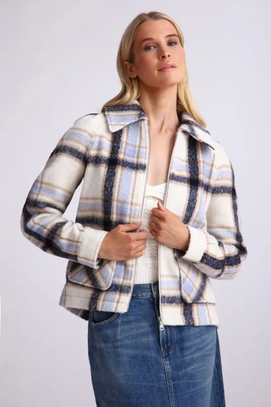 Brushed Plaid Zip-Front Jacket sold by Avec Les Filles
