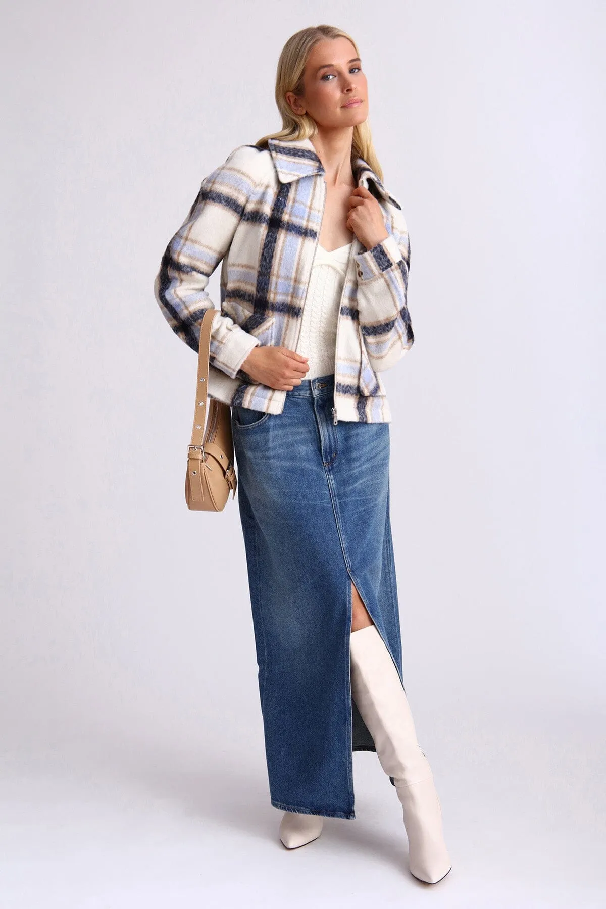 Brushed Plaid Zip-Front Jacket sold by Avec Les Filles product image thumbnail 2