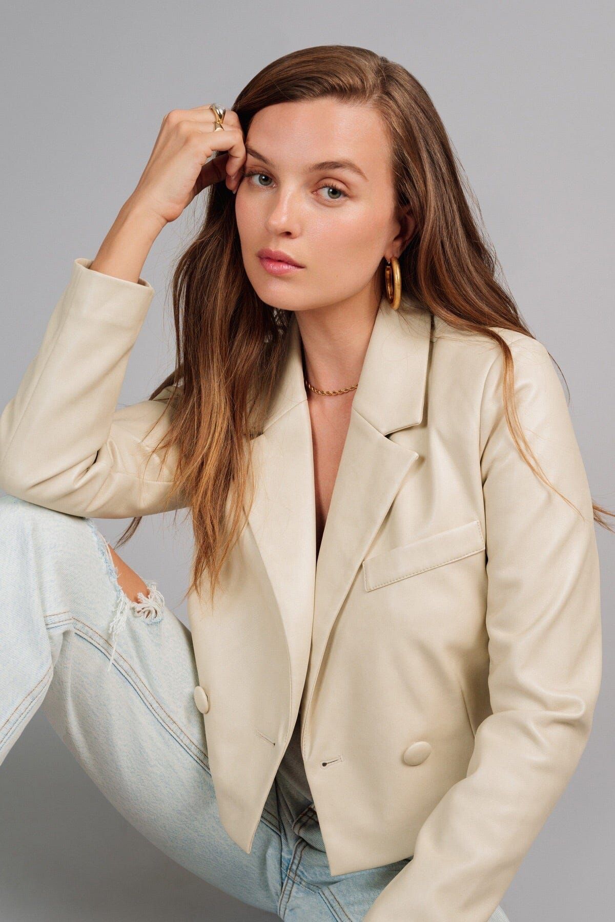 Faux-Ever Leather™ Cropped Blazer sold by Avec Les Filles product image thumbnail 2