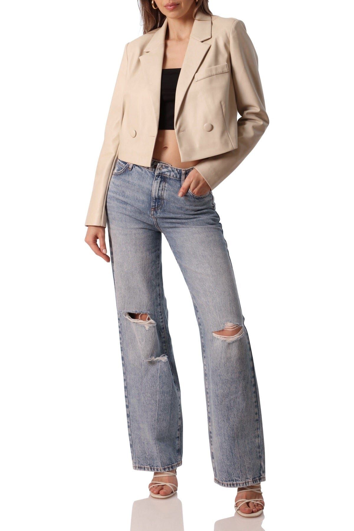 Faux-Ever Leather™ Cropped Blazer sold by Avec Les Filles product image thumbnail 3