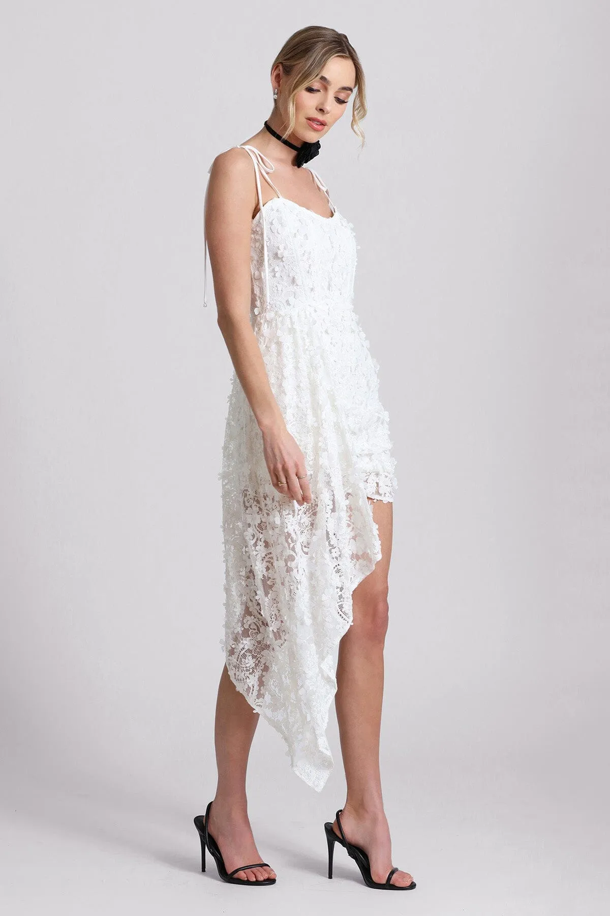 Lace Waterfall Hem Mini Dress sold by Avec Les Filles product image thumbnail 5