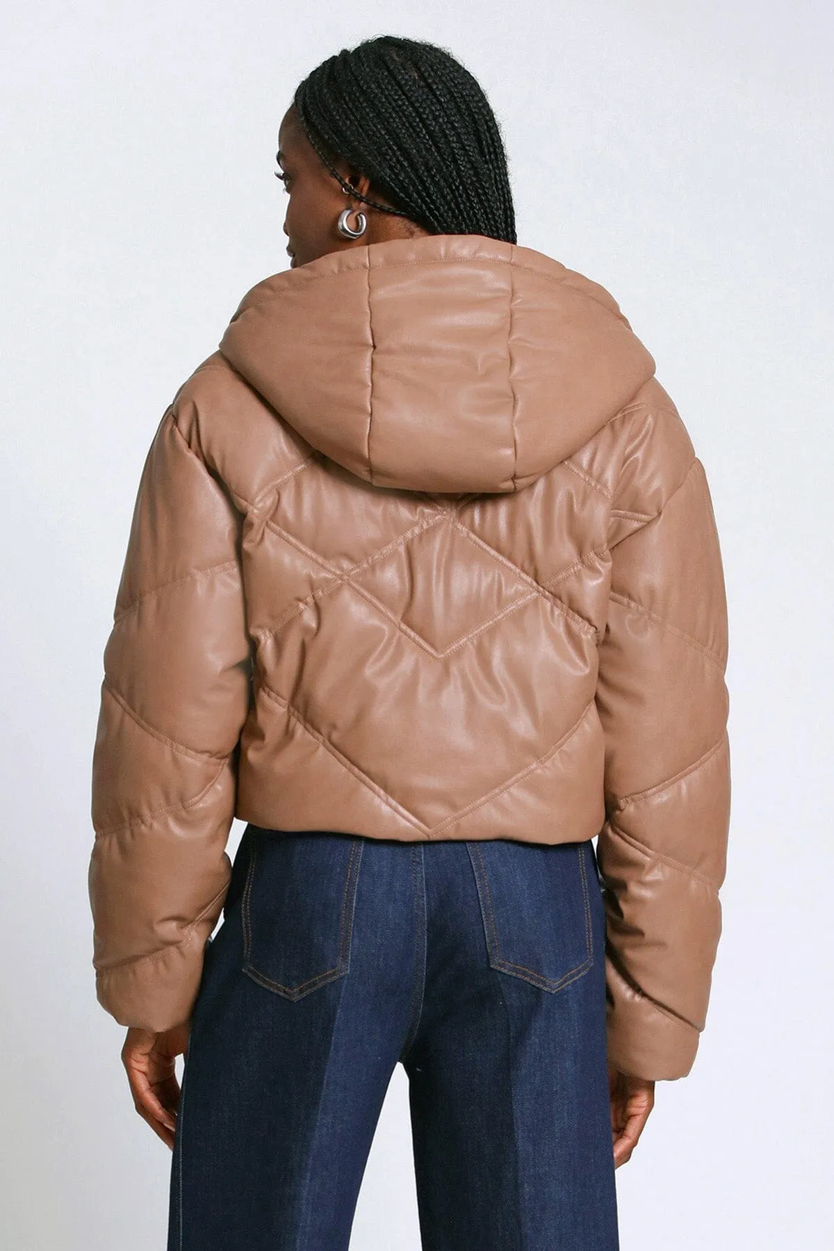 Faux-Ever Leather™ Cropped Puffer Jacket sold by Avec Les Filles product image thumbnail 5