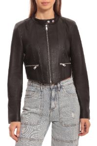 Faux-Ever Leather™ Cropped Moto Jacket sold by Avec Les Filles