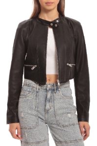 Faux-Ever Leather™ Cropped Moto Jacket sold by Avec Les Filles