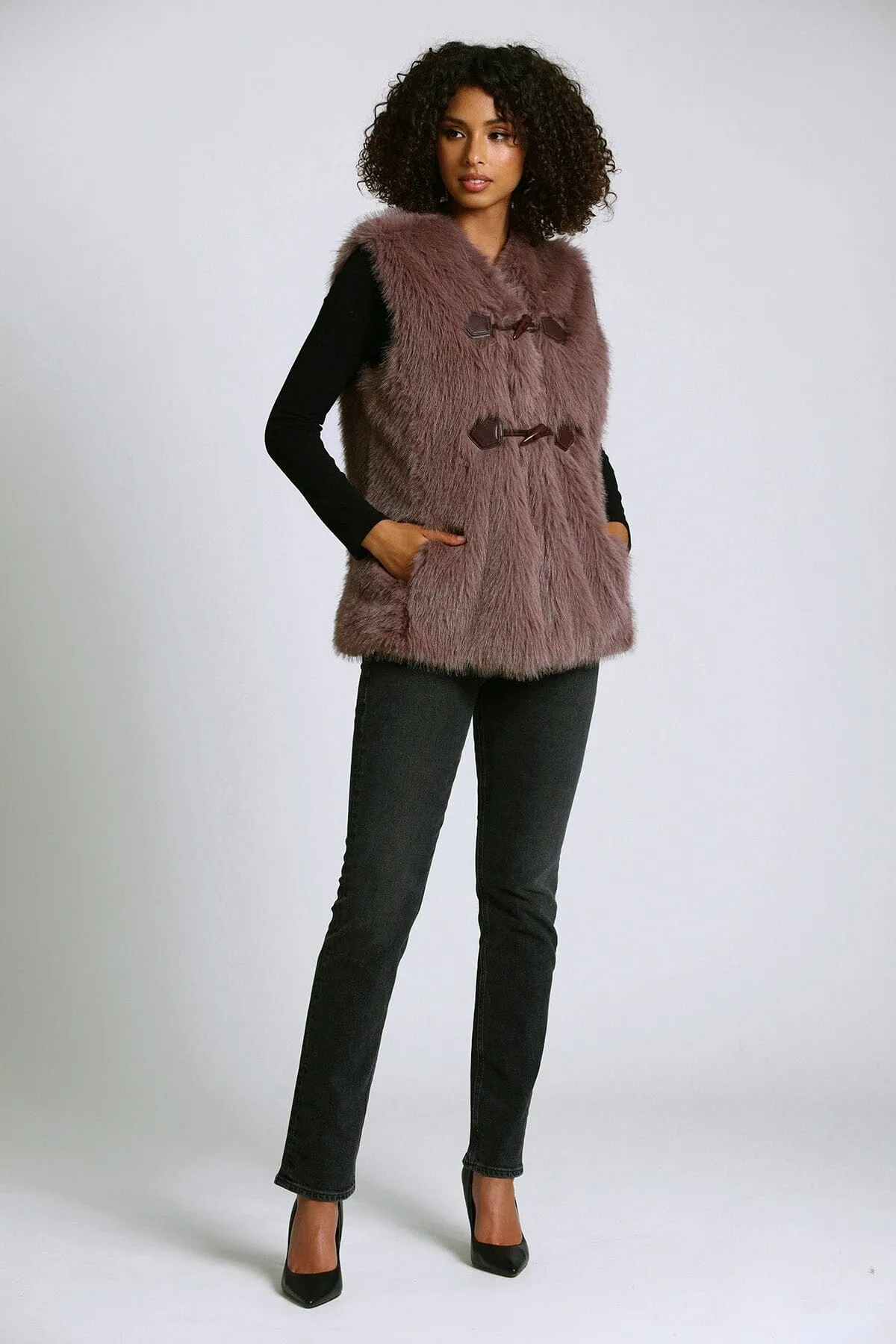 Faux Fur Toggle Vest sold by Avec Les Filles product image thumbnail 2