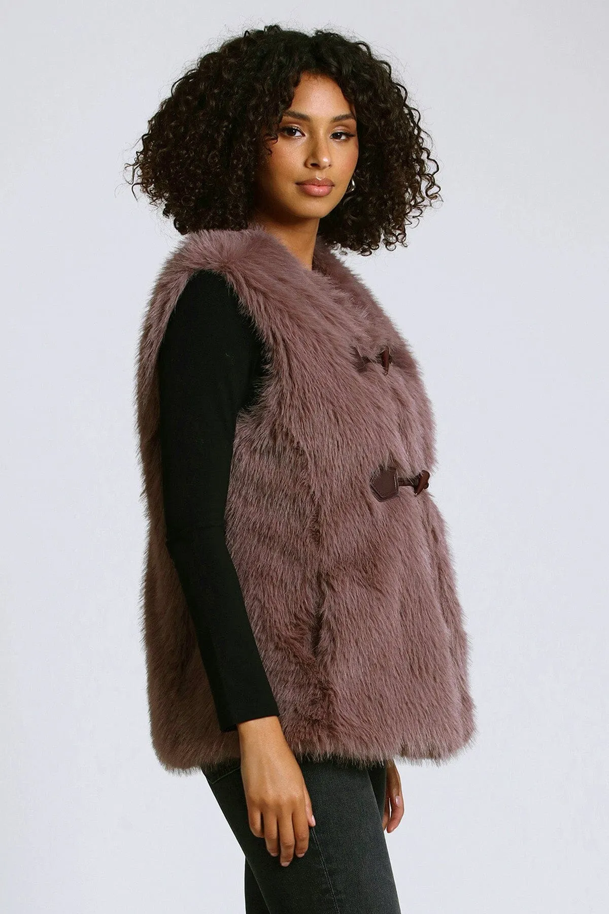 Faux Fur Toggle Vest sold by Avec Les Filles product image thumbnail 4