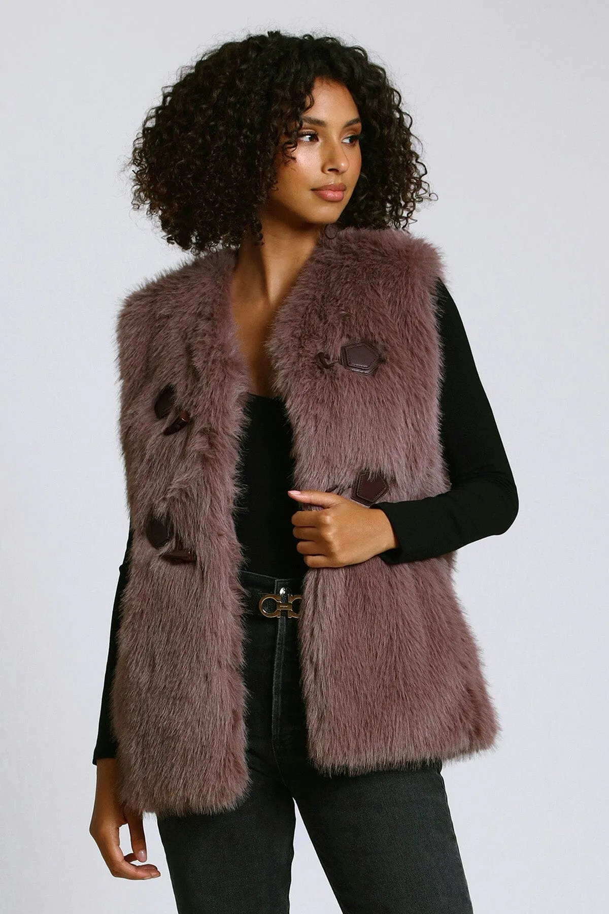 Faux Fur Toggle Vest sold by Avec Les Filles